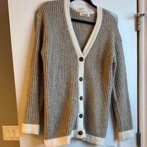 Mazik Tan and Cream Button-Up Cardigan